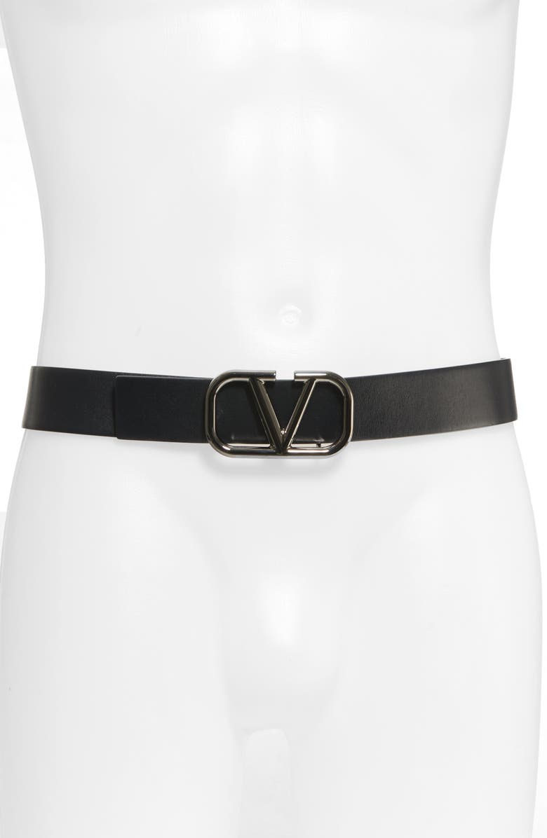Valentino Garavani Valentino VLOGO Buckle Leather Belt, Main, color, 