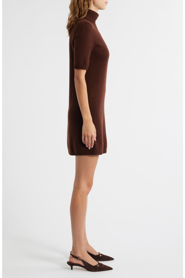 Agathe Turtleneck Cashmere Sweater Dress, Alternate, color, DARK UMBER