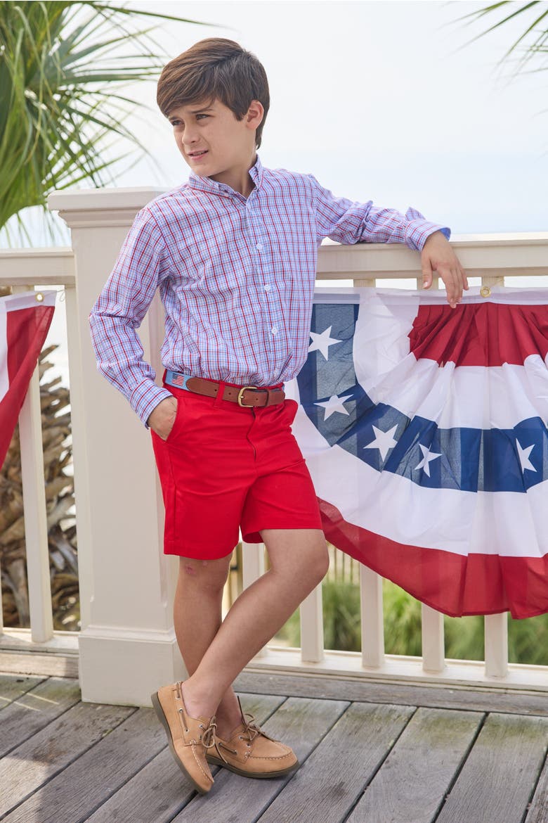 Kids' Button Down Shirt Blend, Alternate, color, Patriotic Plaid