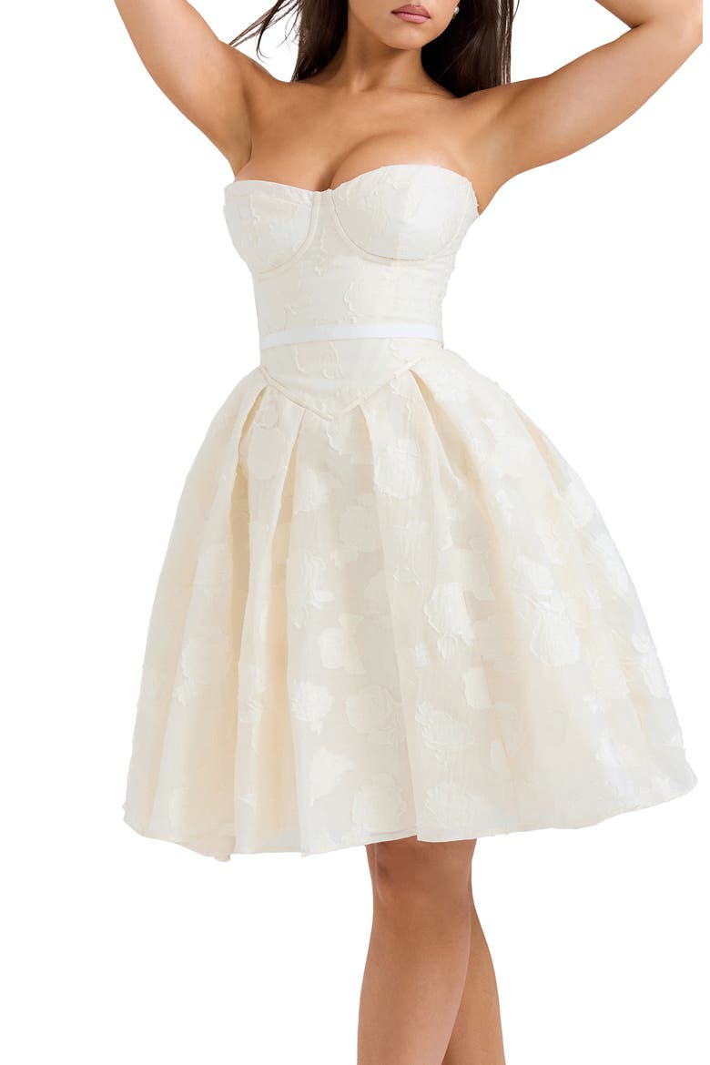 Saige Strapless Minidress, Alternate, color, CREAM