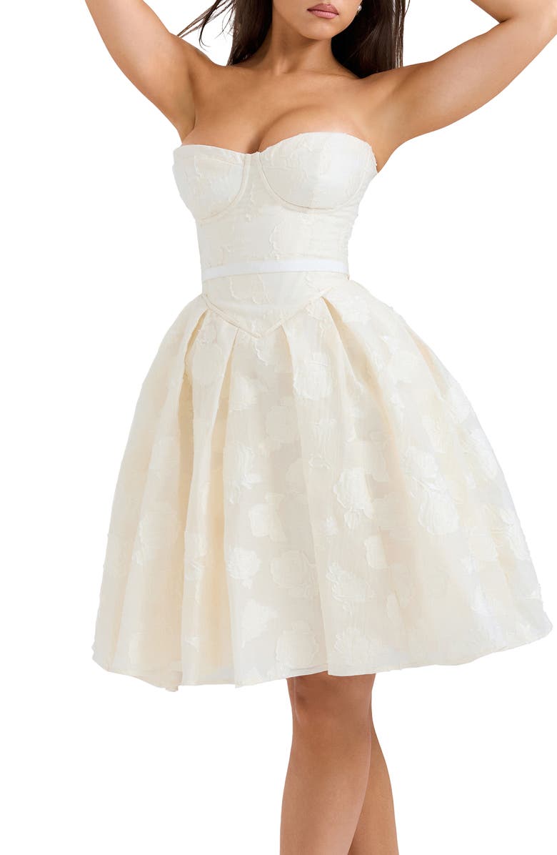 HOUSE OF CB Saige Strapless Minidress, Alternate, color, Cream