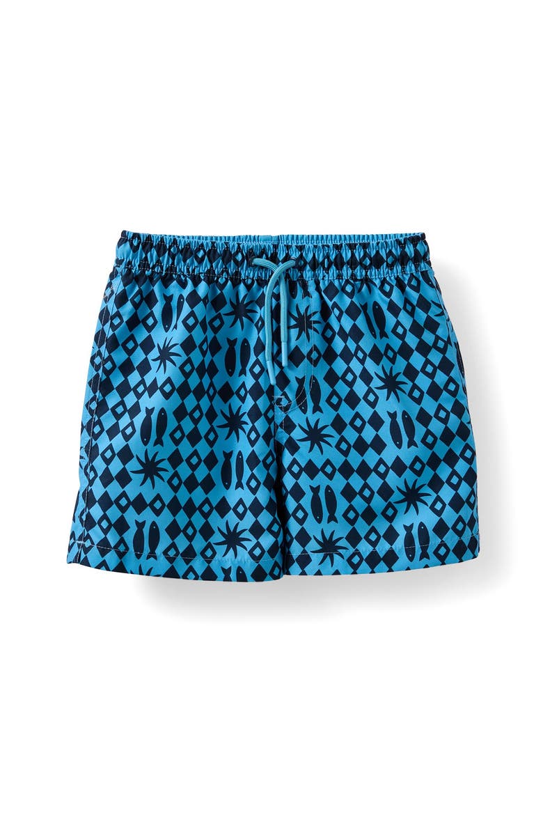 Kid's Bailey Board Short, Alternate, color, Blue Hue Geo