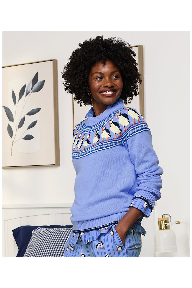 Drifter Jacquard Raglan Crew Neck Sweater, Alternate, color, Puffins/Blue