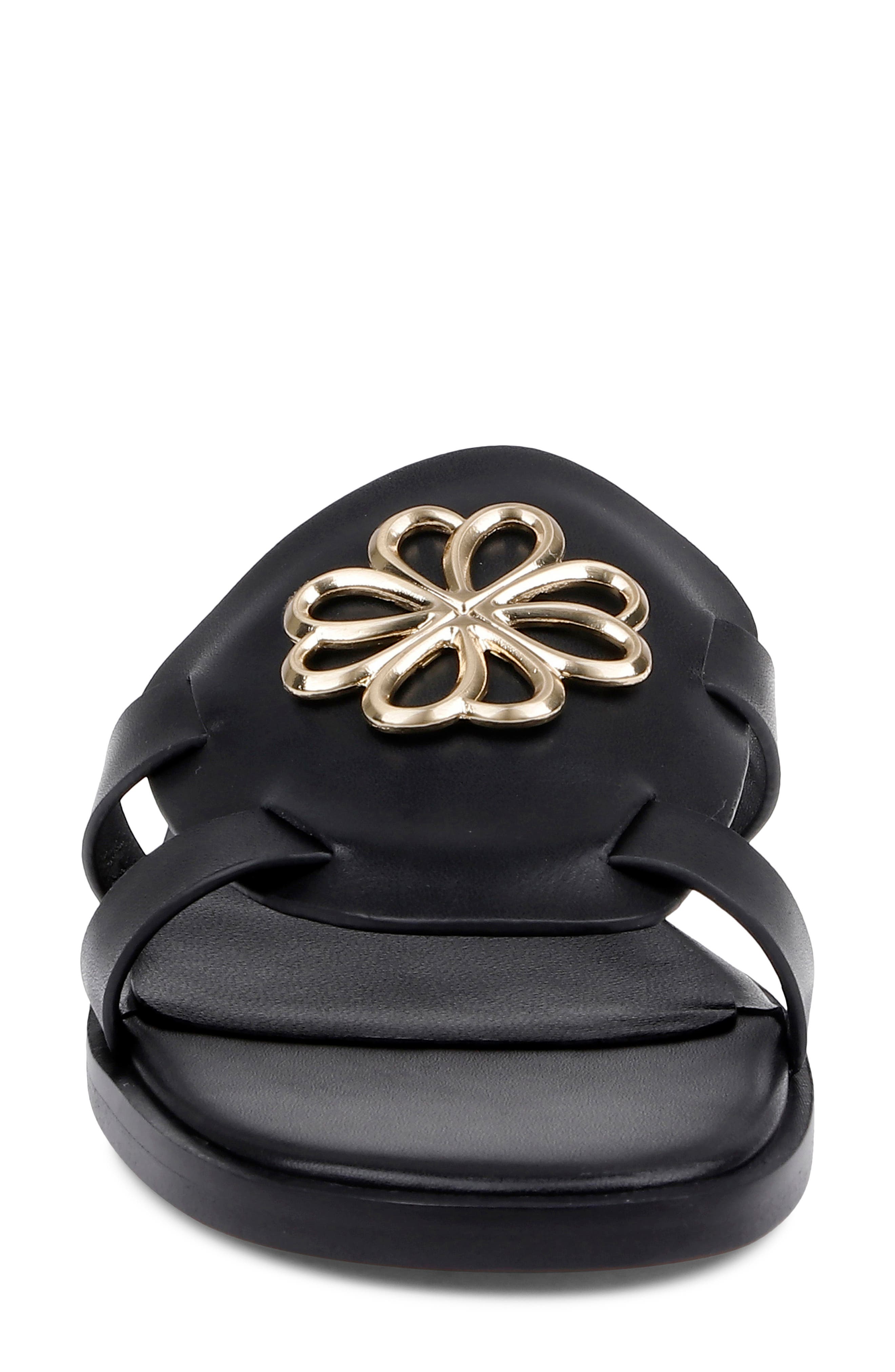 CLERAE Ilena Slide Sandal, Alternate, color, Black Leather