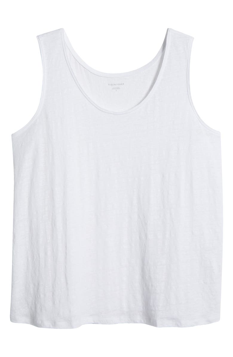 Eileen Fisher Scoop Neck Organic Linen Tank, Alternate, color, White