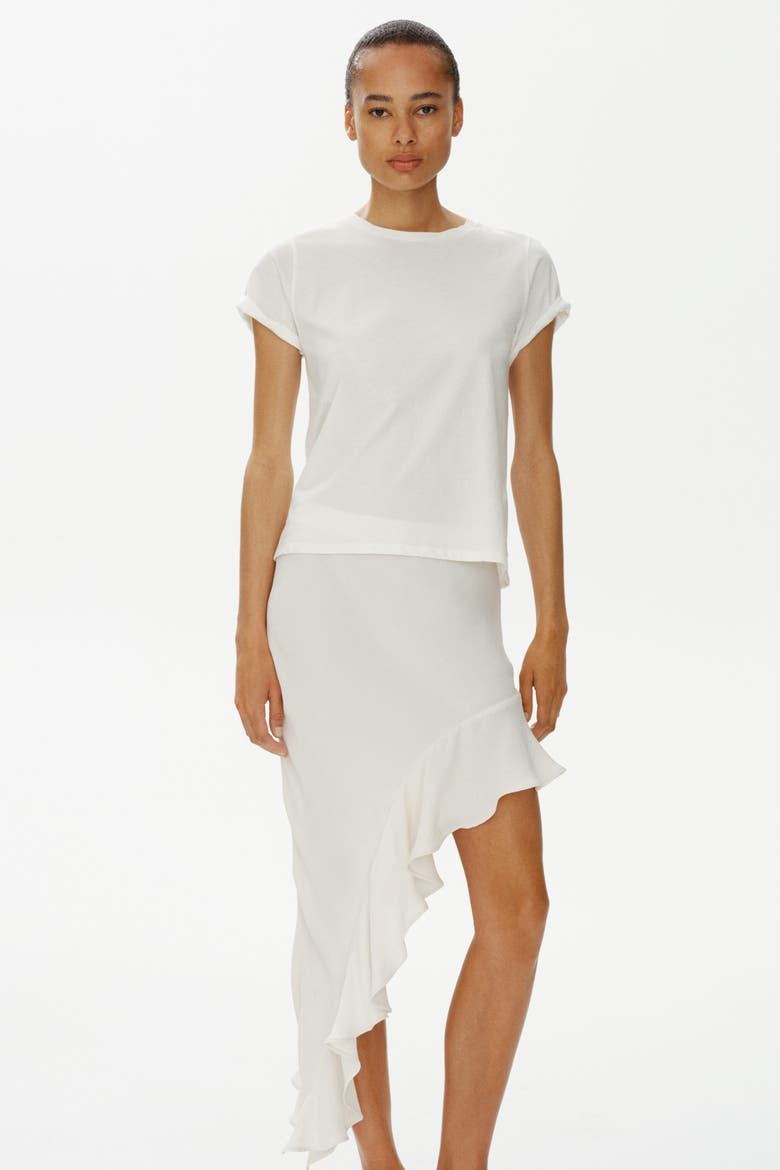 Flounce-trimmed Viscose Skirt, Alternate, color, Cream