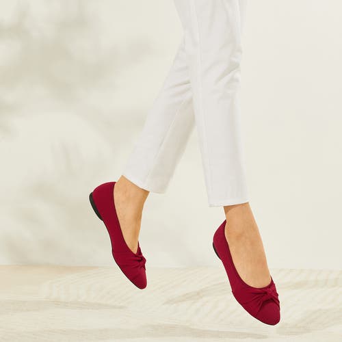 Vivaia Almond-toe Knotted Flats In Ruby Red
