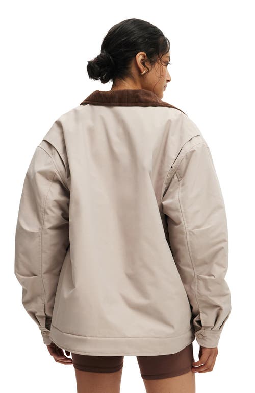 Cotton On Body Active Contrast Collar Oversized Jacket In Neutral