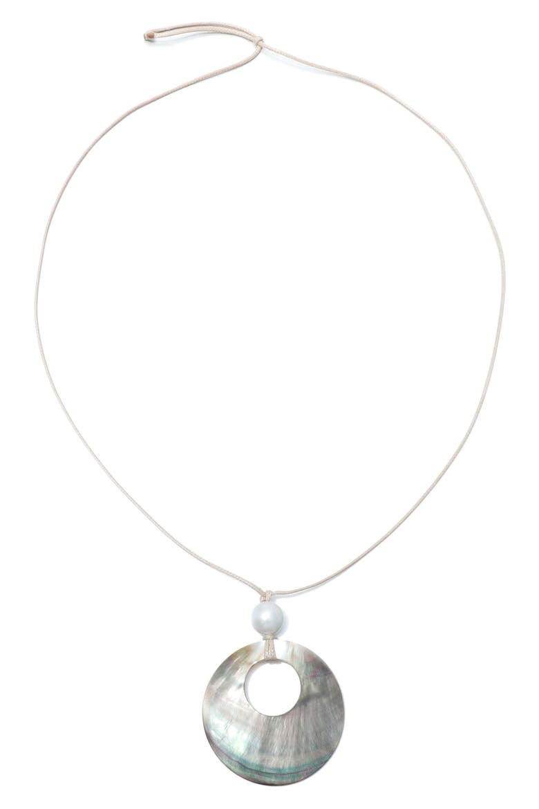 Shell & Faux Pearl Pendant Necklace, Alternate, color, WHITE