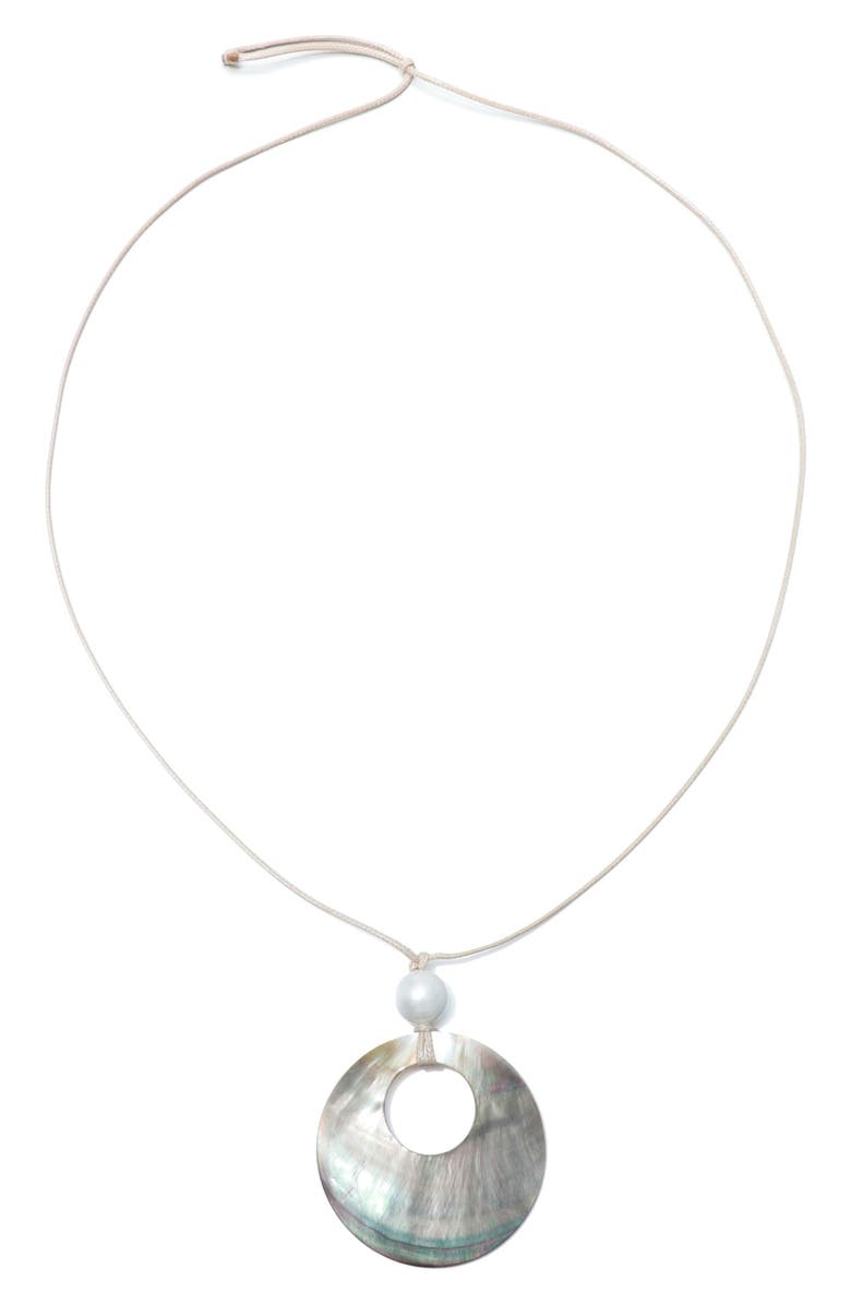 Adornia Shell & Faux Pearl Pendant Necklace, Alternate, color, White