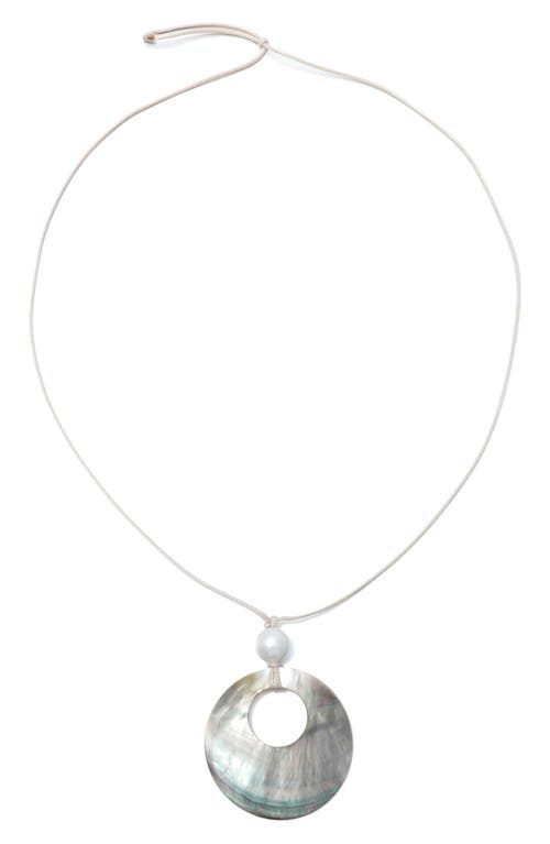 Adornia Adjustable Leather And Shell Necklace In White