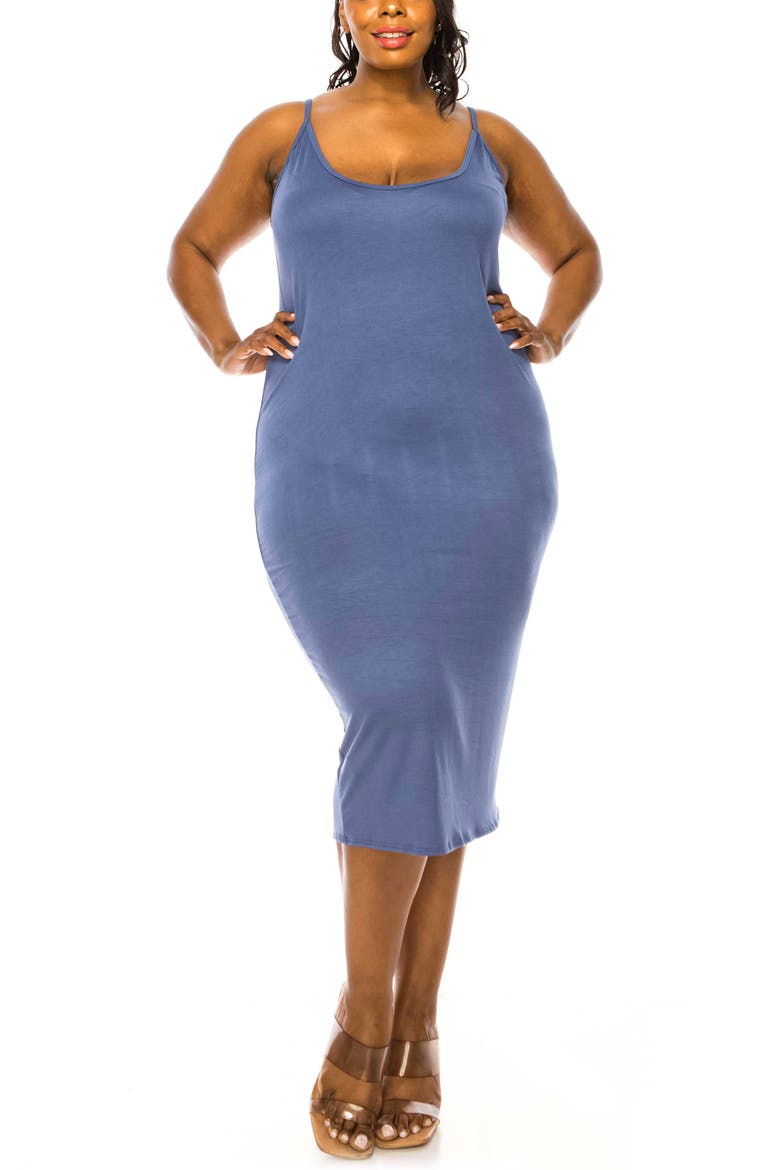 Jennie Stretch Midi Body-Con Dress, Alternate, color, INDIGO