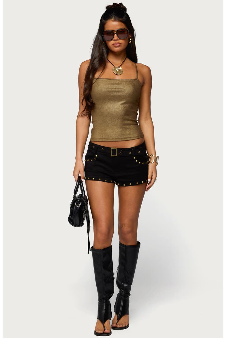 Anaia Metallic Rib Camisole, Alternate, color, GOLD
