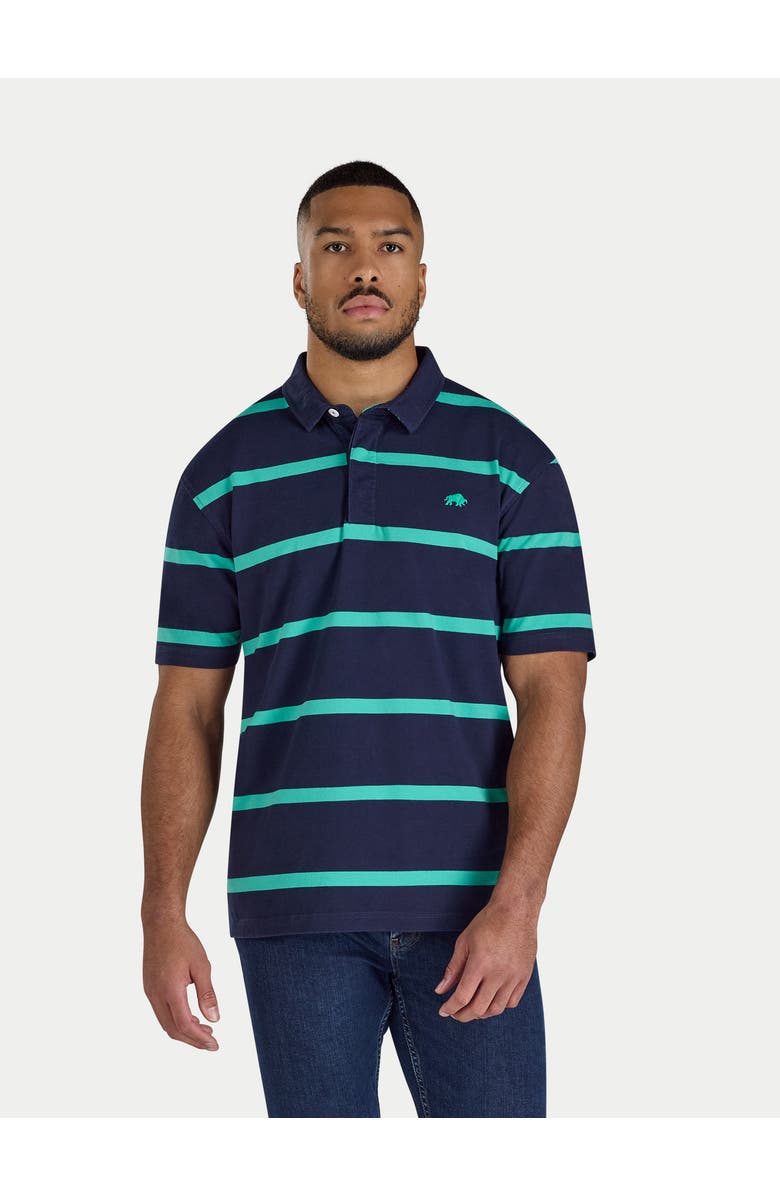 Raging Bull Thick Stripe Rugby Shirt, Main, color, Navy