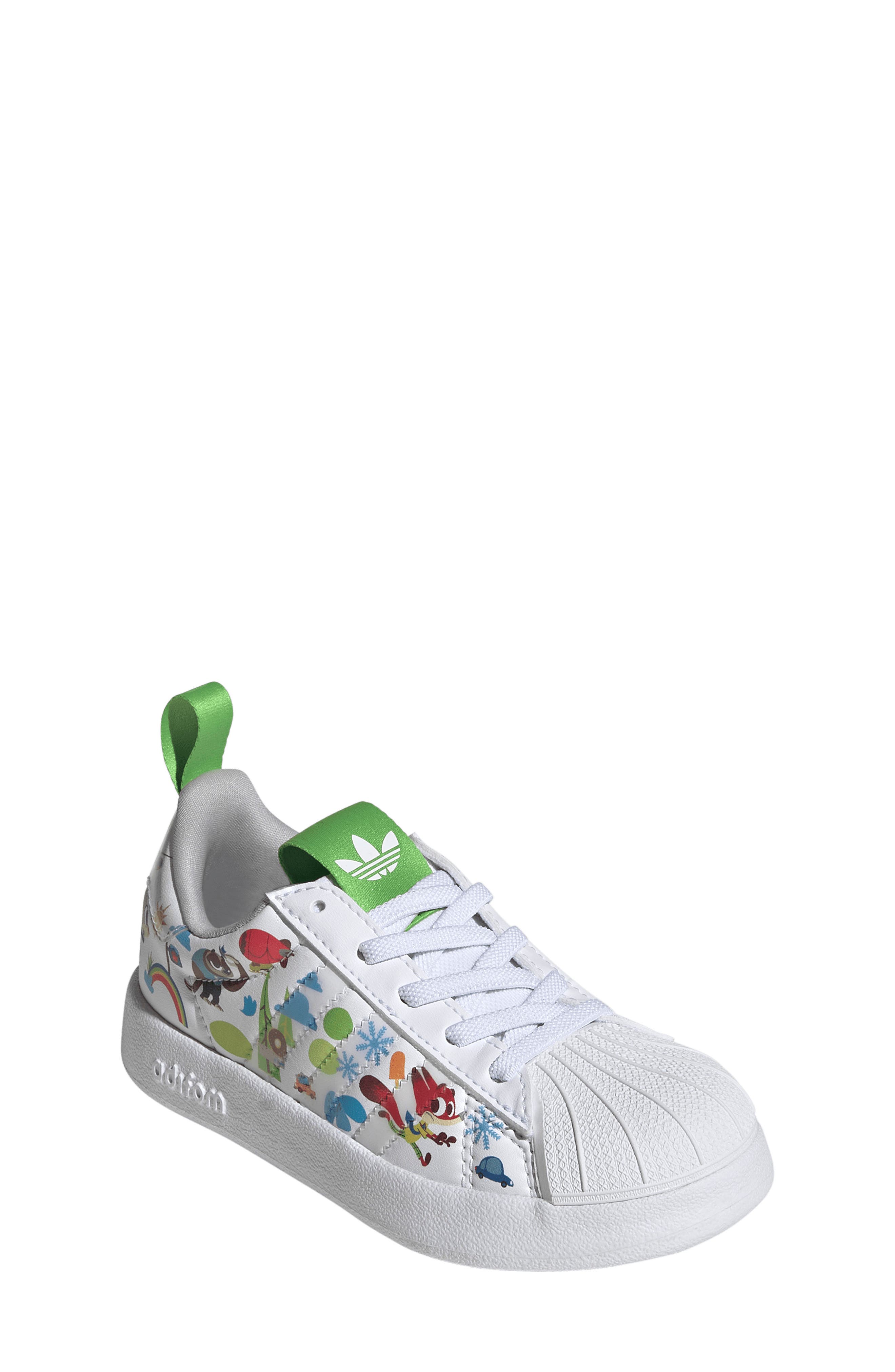 adidas Kids' x Disney Adifom Superstar 360 Sneaker, Alternate, color, White/ Grey/ Semi Lucid Lime