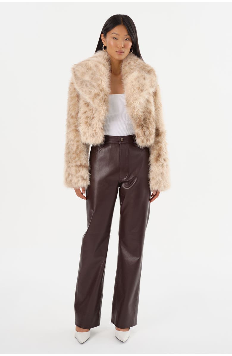LAMARQUE Danika Leo | Faux Fur Crop Jacket, Alternate, color, Beige Leopard