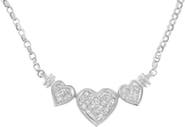 Haus of Brilliance 14K White Gold 1.0 Cttw Diamond Three Heart Statement Pendant Necklace