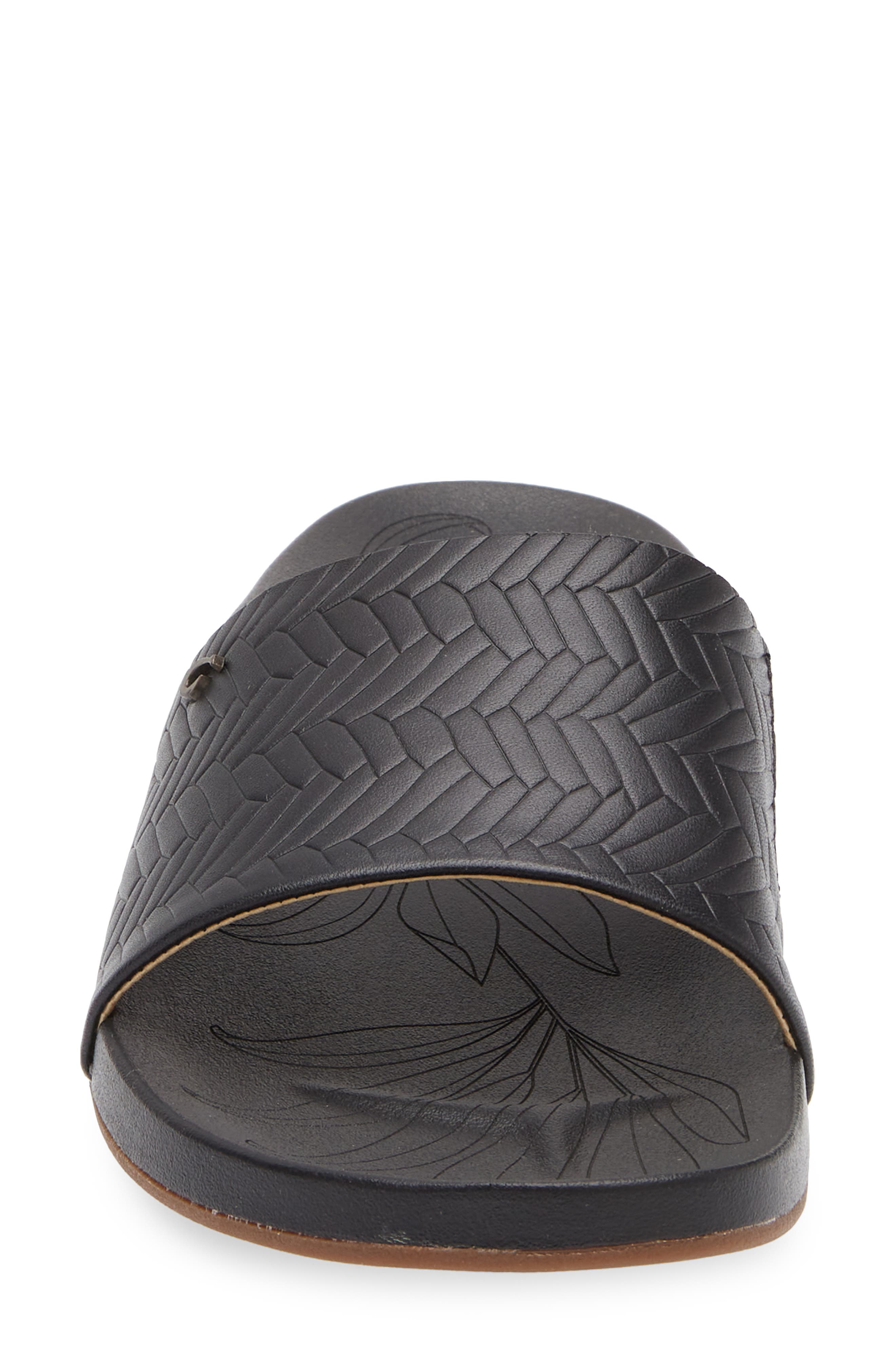 OluKai Kipea'a Pono Slide Sandal, Alternate, color, Black / Weave