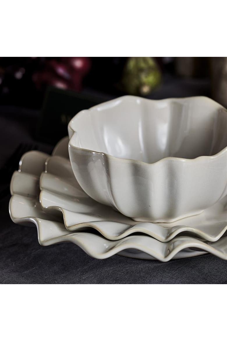 Lotus Stoneware Salad Plate Set of 4, Alternate, color, White