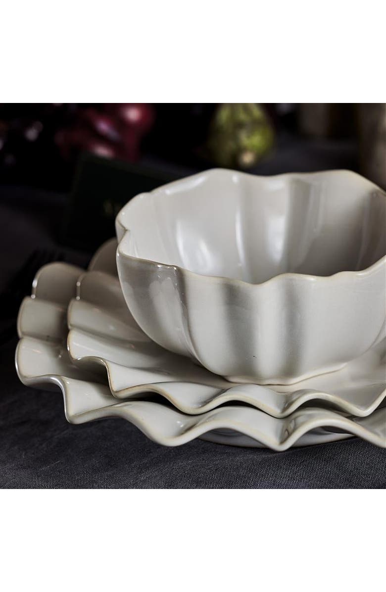 Marchesa Lotus Stoneware Salad Plate Set of 4, Alternate, color, White