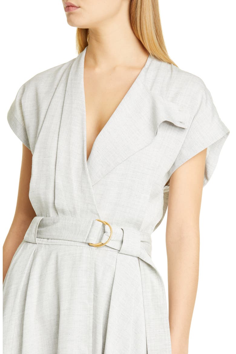 Suiting Faux Wrap Midi Dress, Alternate, color, GREY MELANGE