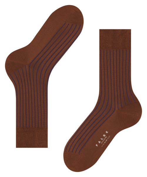 Falke Shadow Striped Dress Socks In Brown