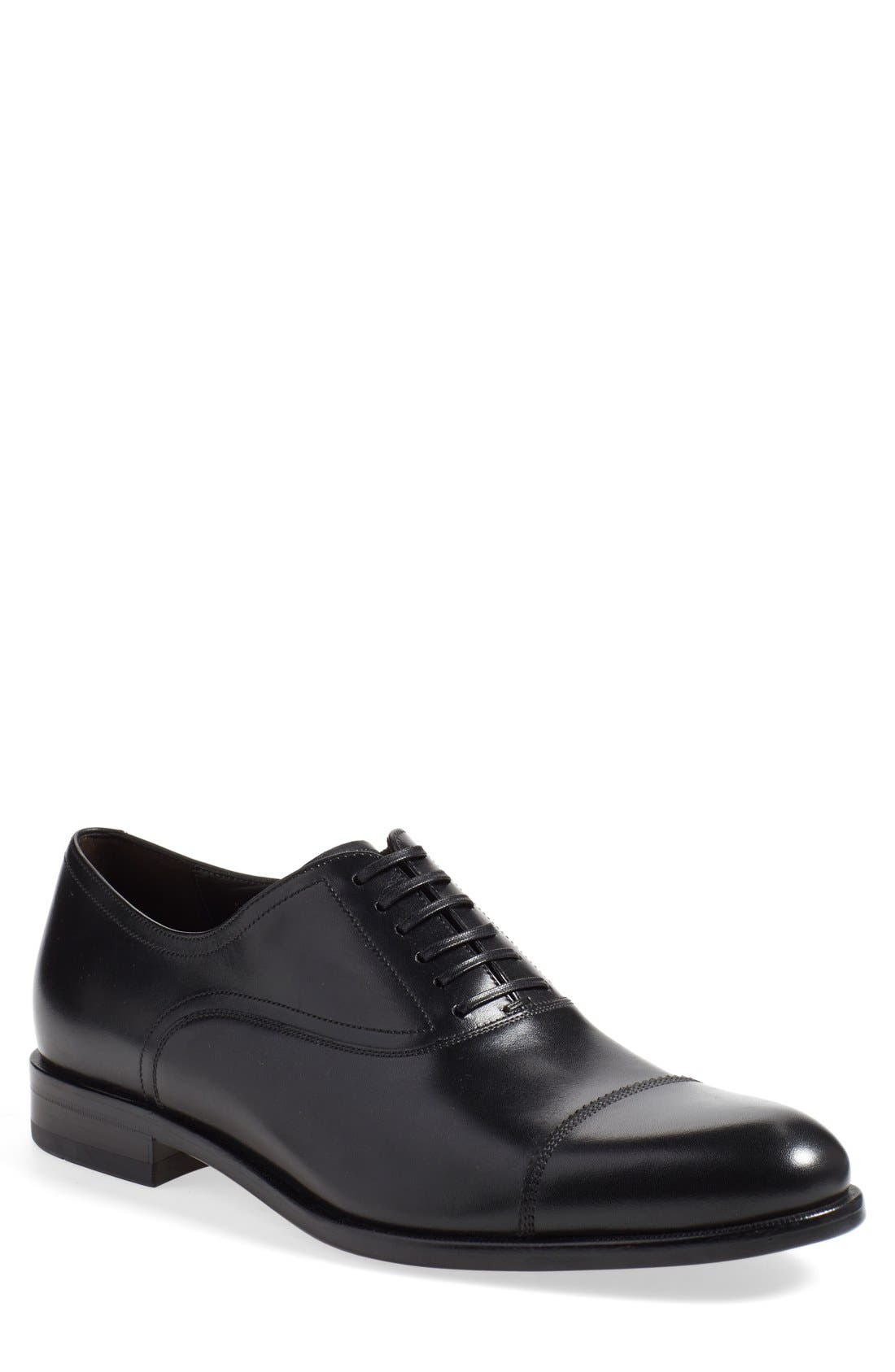 Salvatore Ferragamo 'Guru' Cap Toe Oxford, Main, color, NERO LEATHER