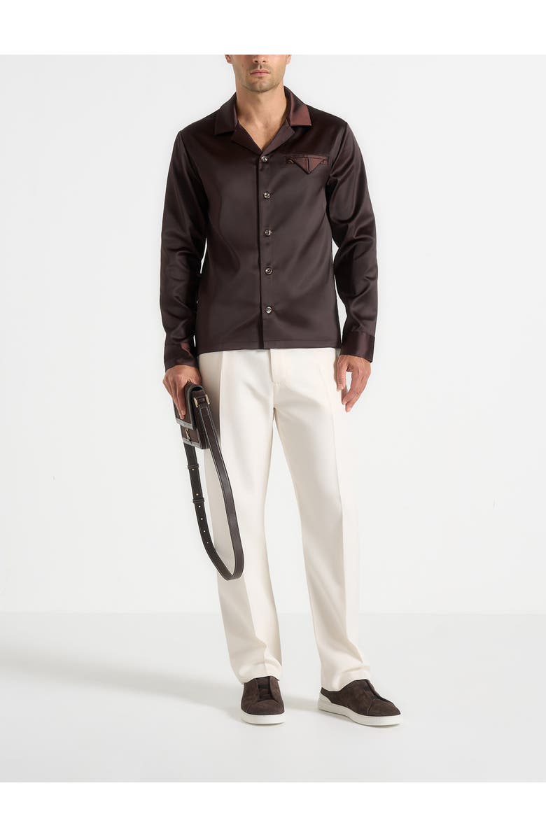 Manière De Voir Constant Satin Shirt, Alternate, color, Brown