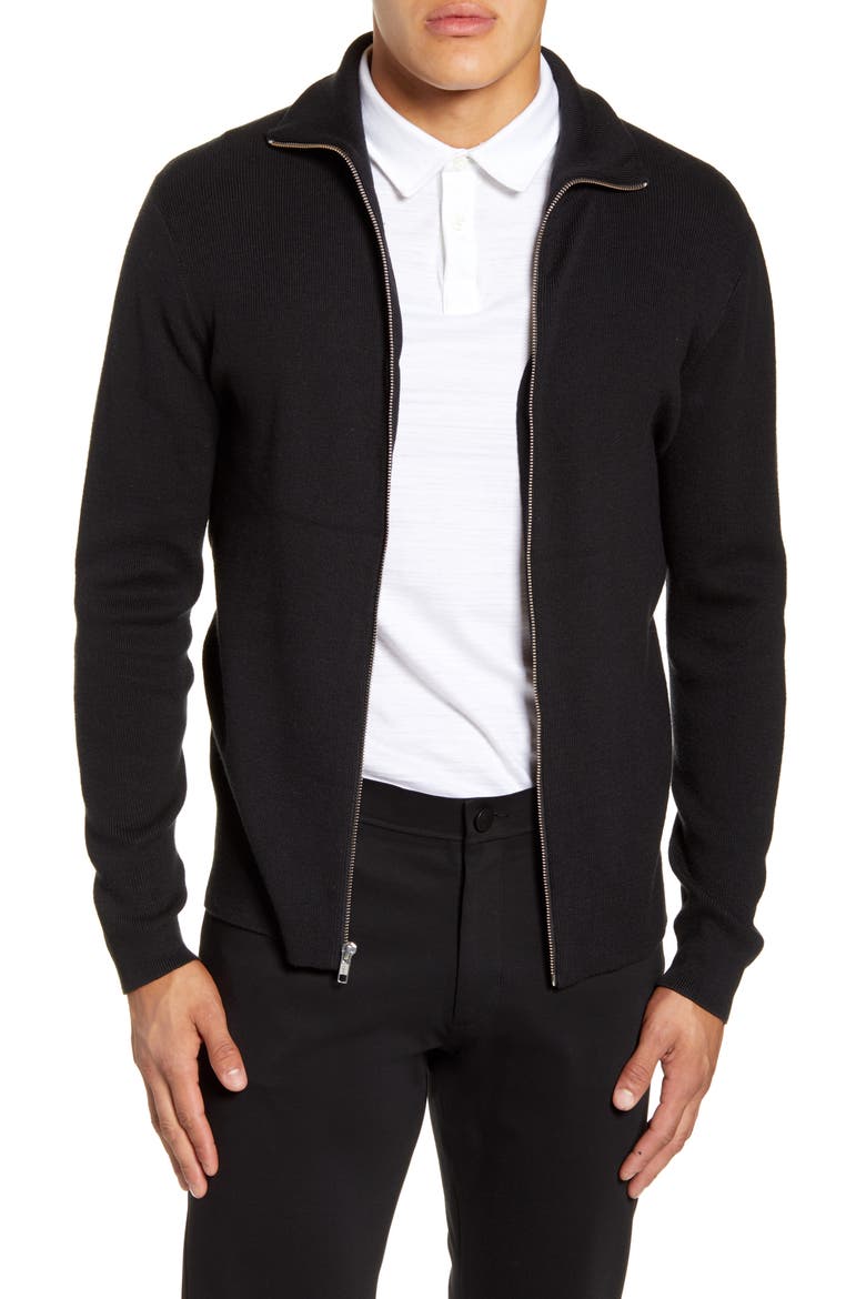 Mock Neck Zip Sweater, Main, color, BLACK CAVIAR
