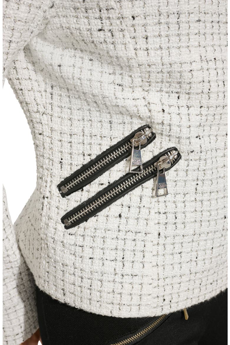 Pin Detail Tweed Moto Jacket, Alternate, color, WHITE MULTI