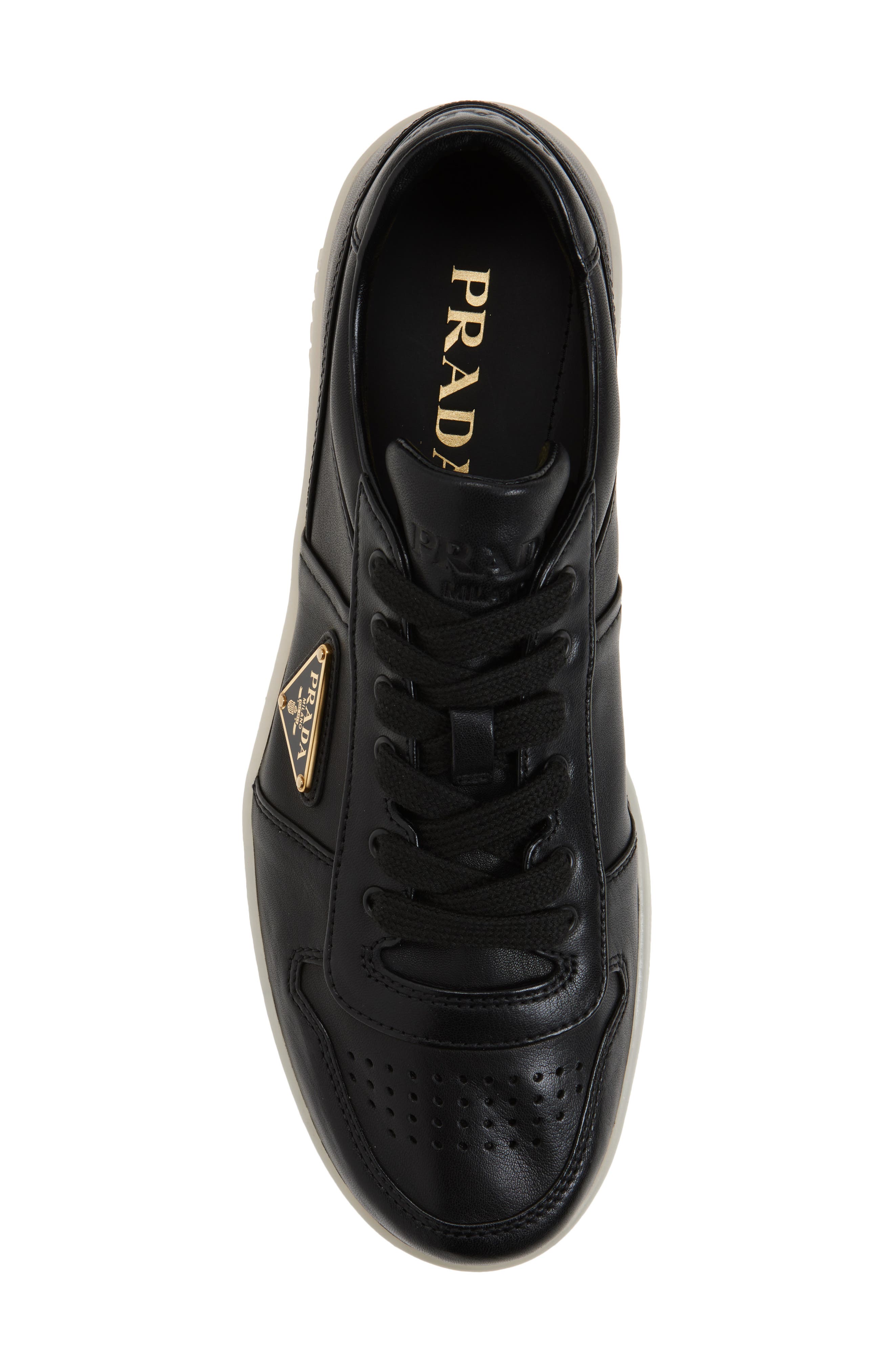 Prada Downtown Low Top Sneaker, Alternate, color, Nero