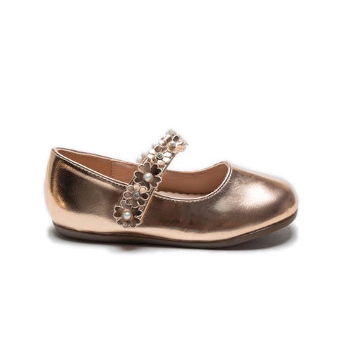 Tulleen Amelia Floral Band Flats In Champagne