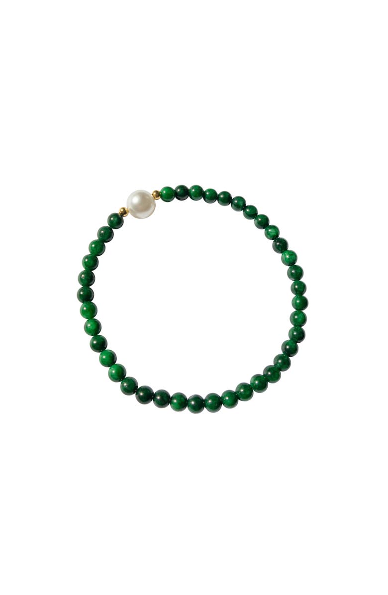 seree Clara Pearl and green chalcedony beaded bracelet, Alternate, color, Green