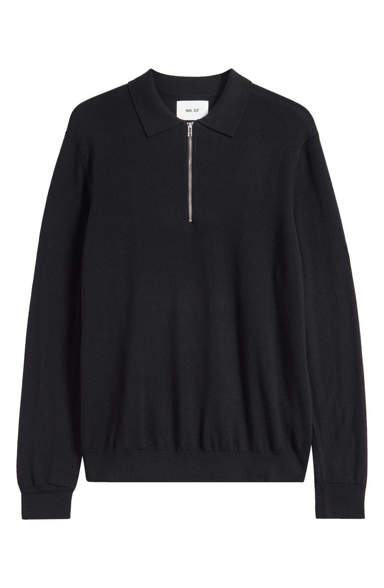 NN07 Quarter Zip Wool Polo Sweater, Alternate, color, Black