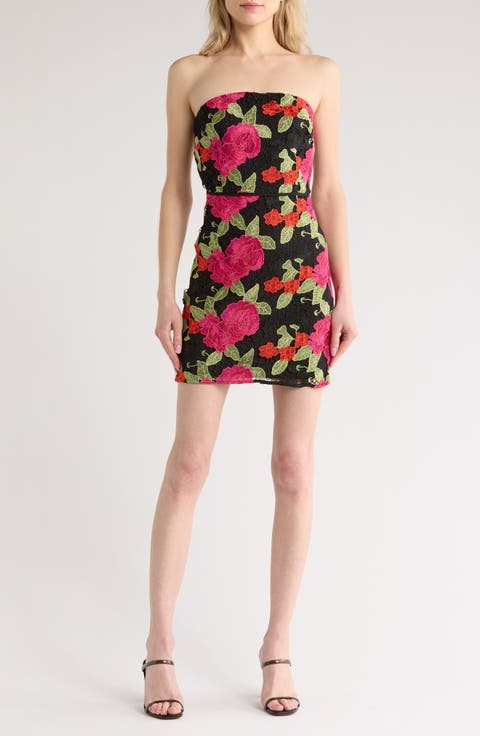 Blach Cherry Strapless Minidress