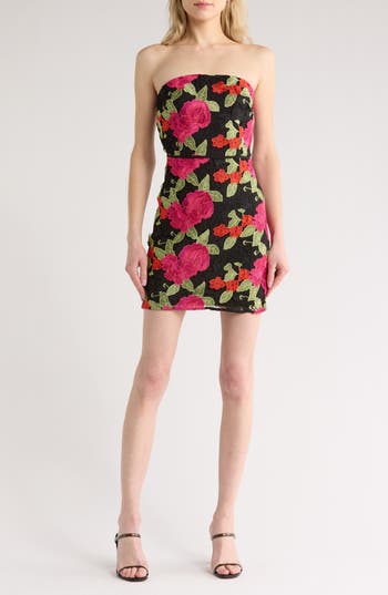 Sam Edelman Blach Cherry Strapless Minidress In Pink/ Green