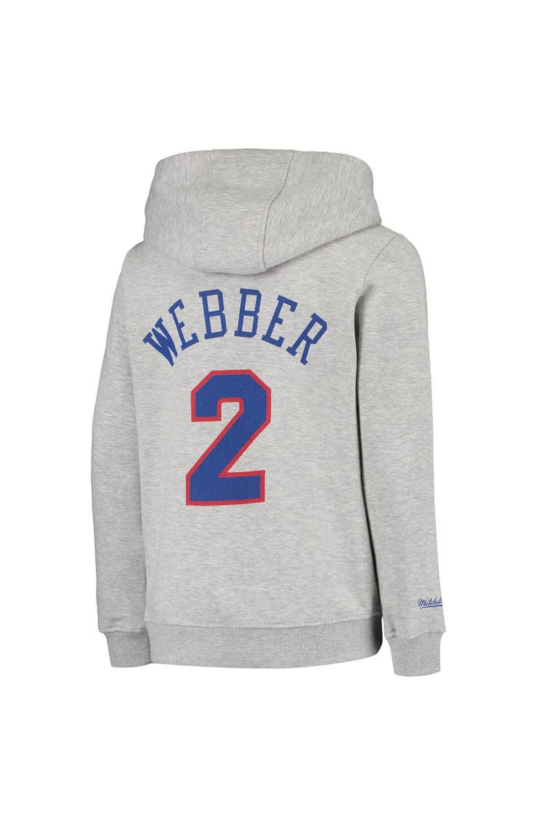 Mitchell & Ness Youth Mitchell & Ness Chris Webber Heathered Gray Washington Bullets Hardwood Classics Name & Number Pullover Hoodie, Alternate, color, 