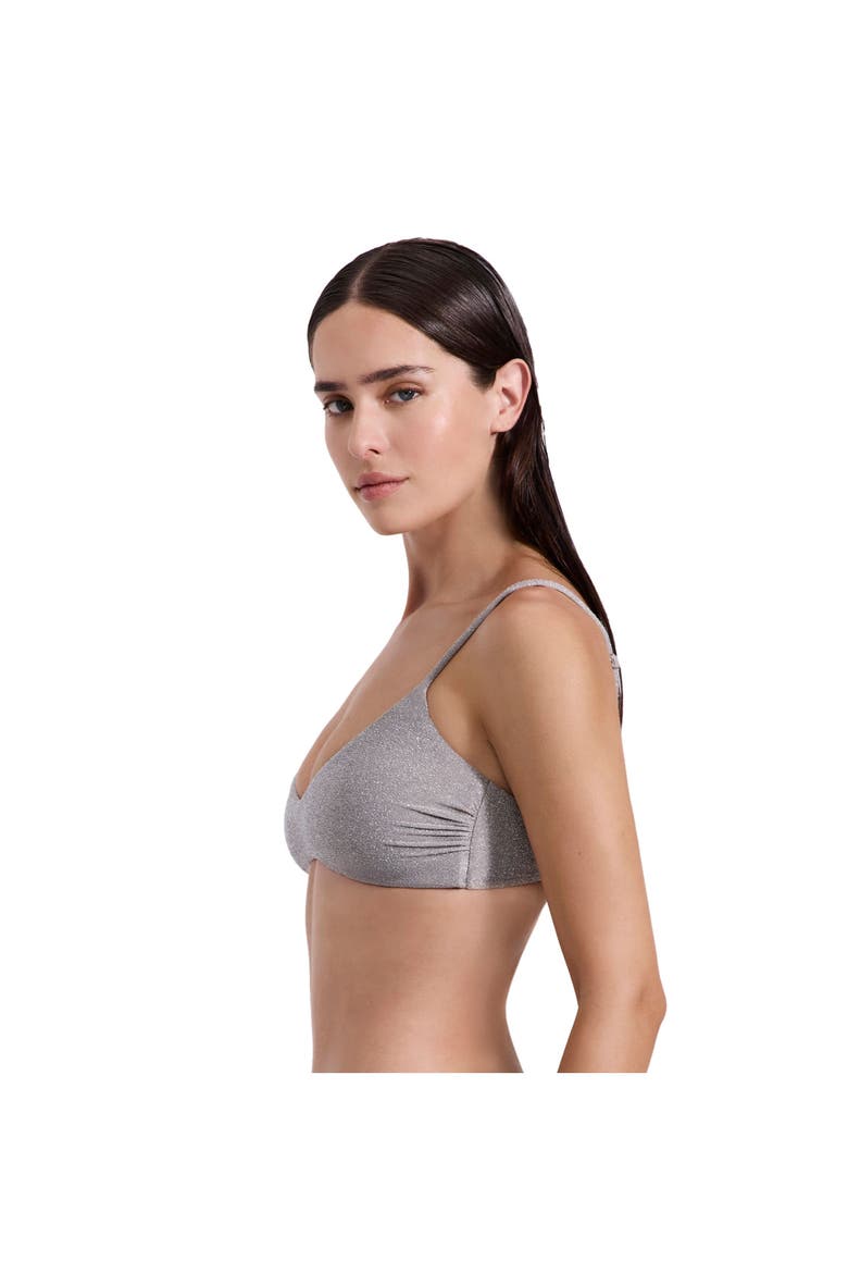 Luna Textured Shimmer Scoop Neck Bikini Top, Alternate, color, Silver-Brown