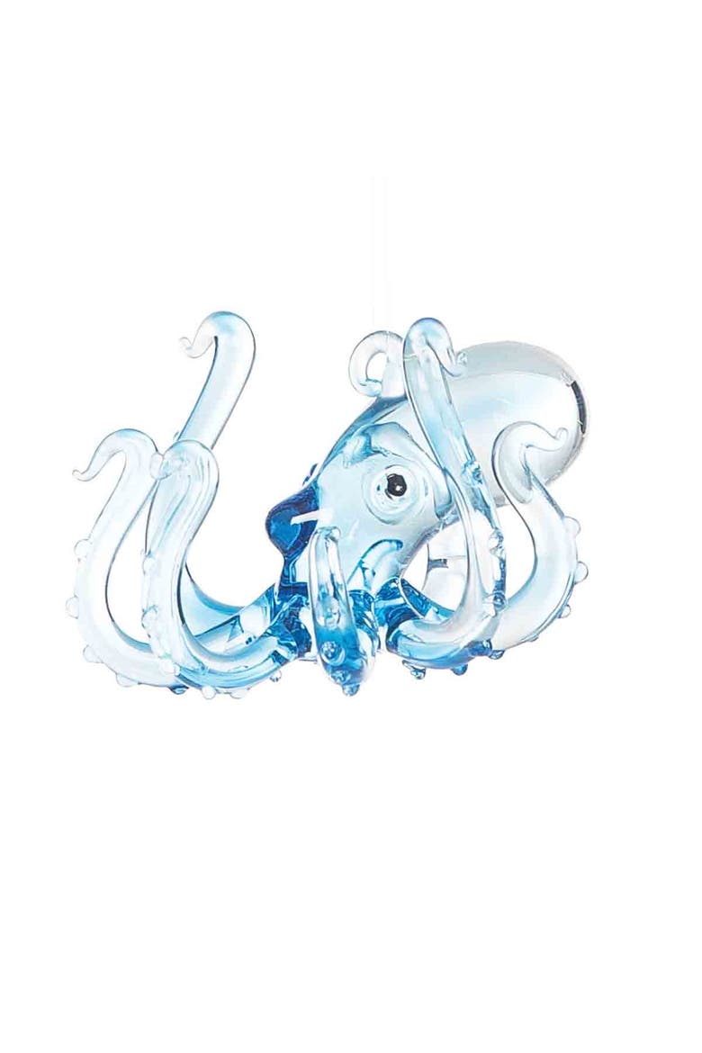Glass Octopus Christmas Tree Ornaments Assortment of 2, Alternate, color, Blue