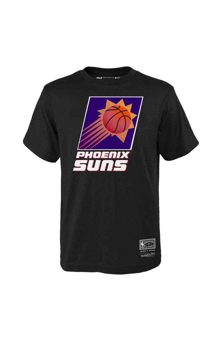 Mitchell & Ness Youth Mitchell & Ness Black Phoenix Suns Hardwood Classics Retro Logo T-Shirt, Main, color, 