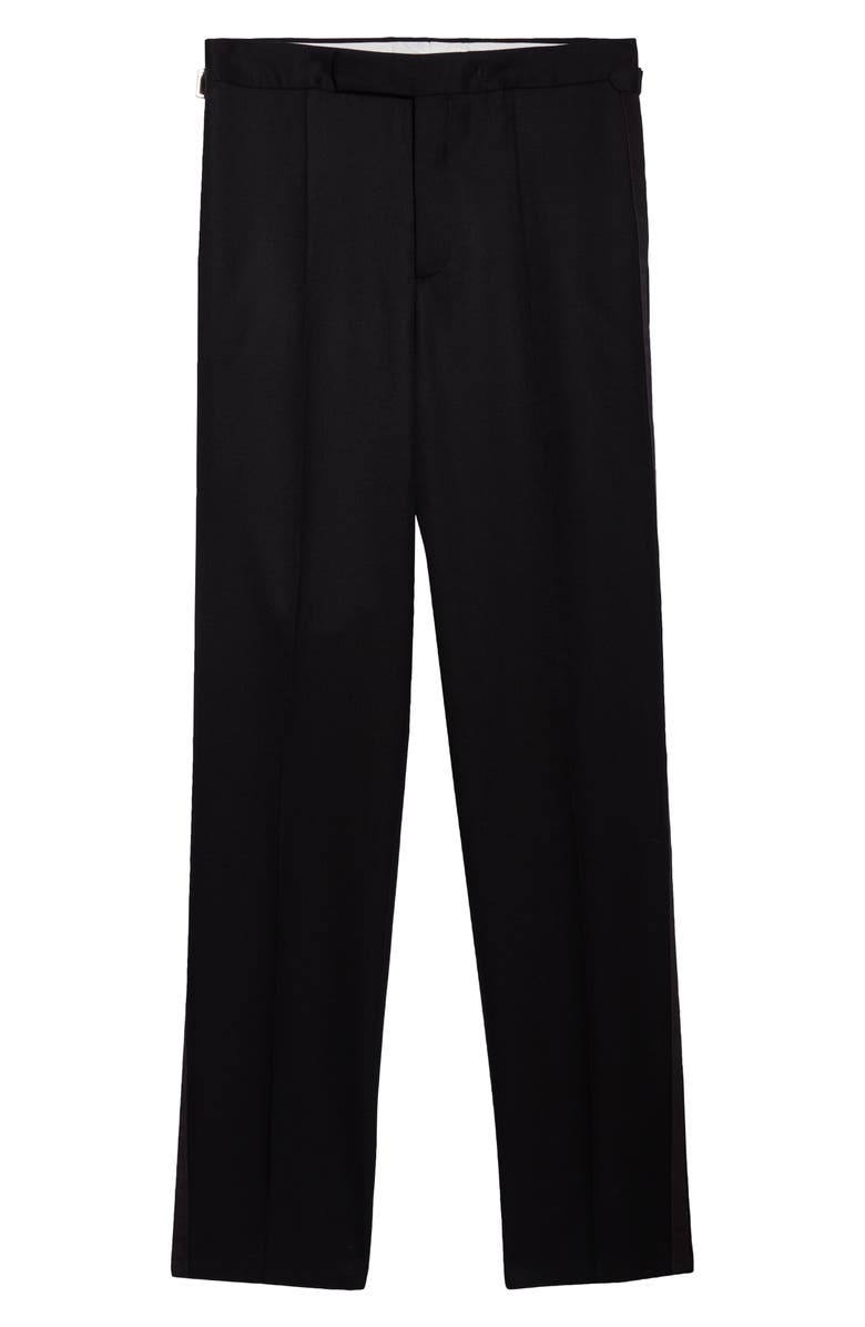 JW Anderson Pleated Black Wool Tuxedo Pants, Main, color, Black
