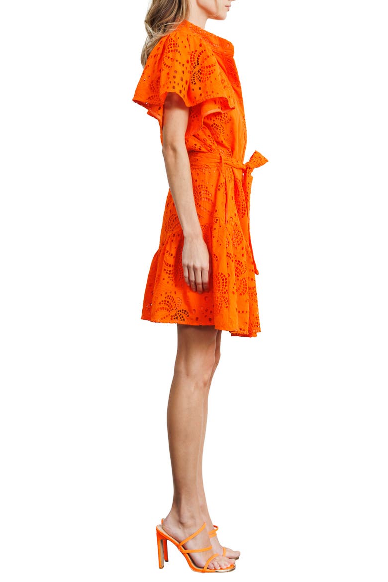 Zenaida Eyelet Tie Waist Dress, Alternate, color, ORANGE