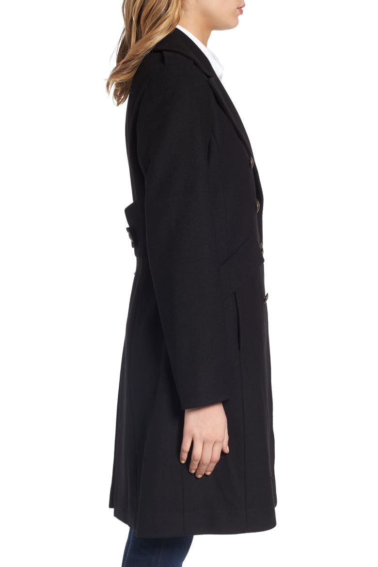 Long Wool Blend Military Coat, Alternate, color, BLACK