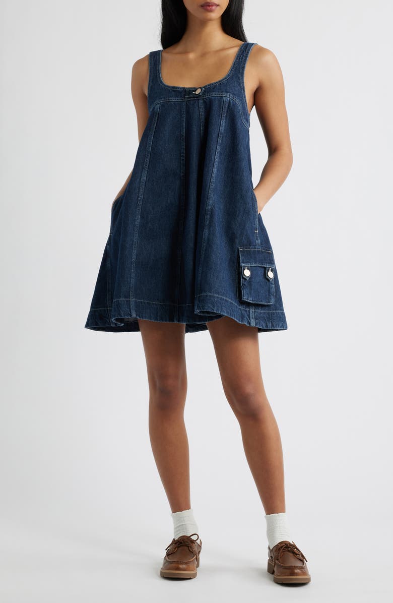 Damson Madder Immy Denim Minidress, Main, color, Blue