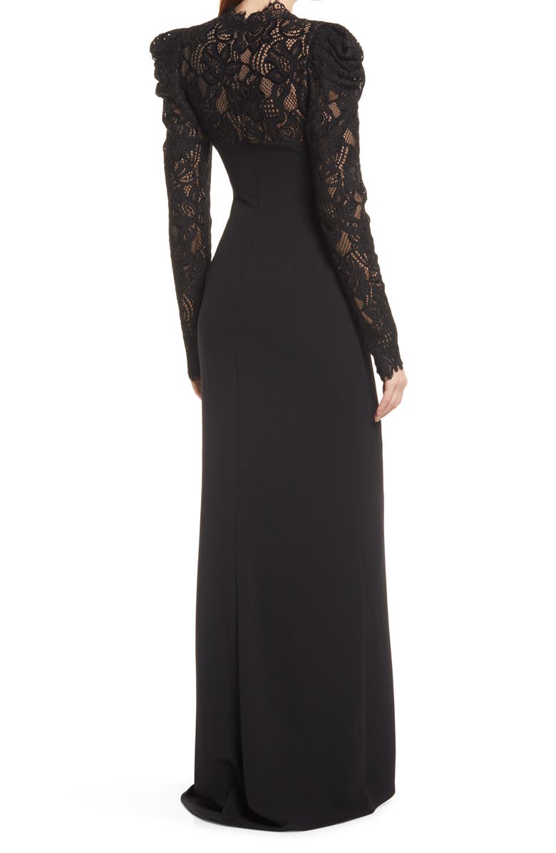 Tadashi Shoji Long Sleeve Scalloped Lace Crepe Dress, Alternate, color,