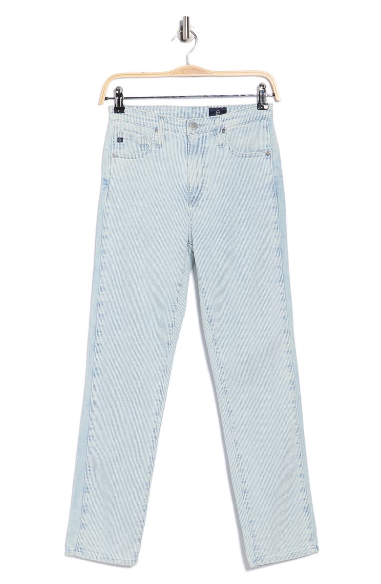 AG Isabelle Stripe High Waist Side Panel Ankle Skinny Jeans, Alternate, color, Sea Salt