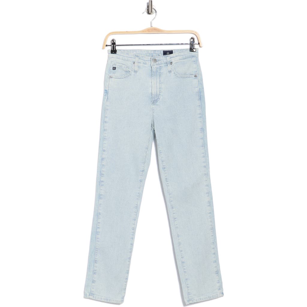 Ag Isabelle Stripe High Waist Side Panel Ankle Skinny Jeans In Gray