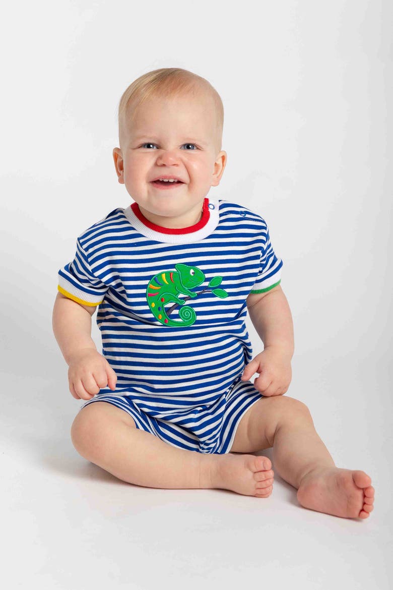 Stripe Knit Shortall With Lizard, Alternate, color, Royal/White