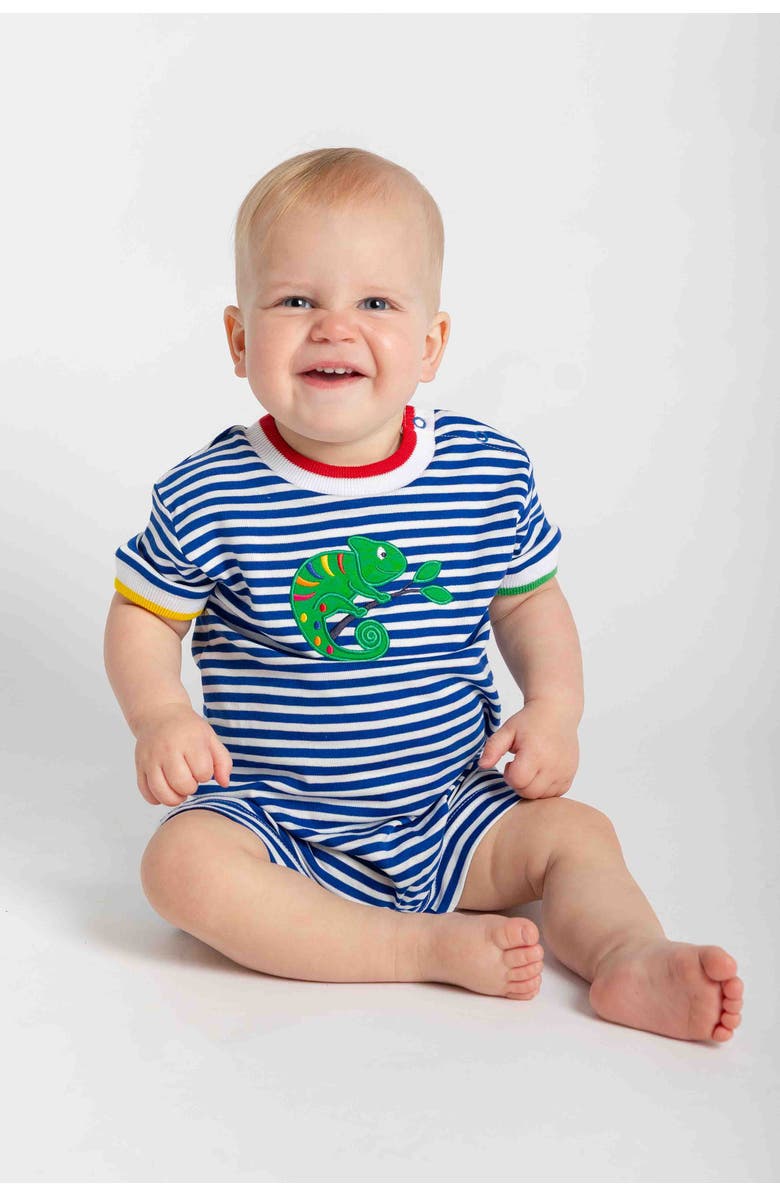 Florence Eiseman Stripe Knit Shortall With Lizard, Alternate, color, Royal/White