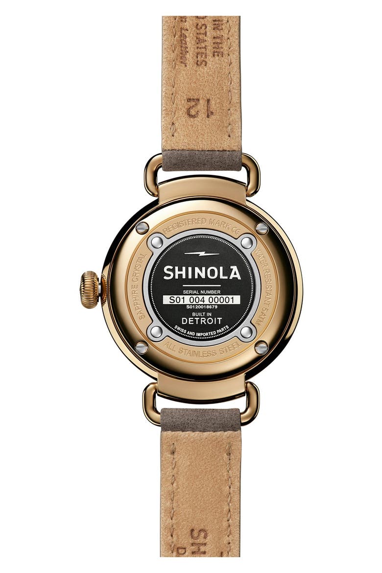 Canfield Leather Strap Watch, 32mm, Alternate, color, WHITE